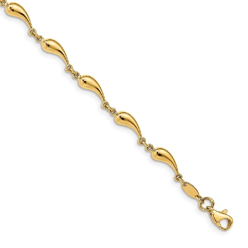 Chunky stone bangles-14k Yellow Gold 4mm Polished Fancy Link Bracelet, 7.75"