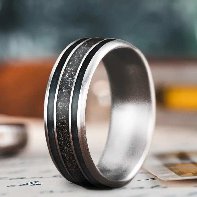 Snap band rings-Custom Design - 3-Inlay Wide Center Ring 95eOufr-VggxTkC7odIUwq4z