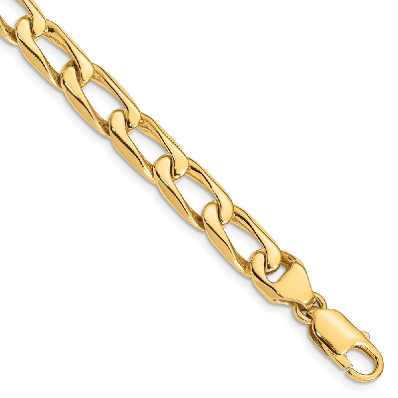 Twist charm bangles-14k Yellow Gold 8.5mm Hand-polished Open Link Bracelet, 8"