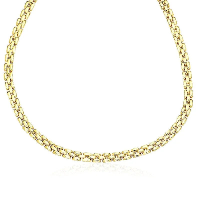 Oval shape necklaces-14k Yellow Gold Panther Chain Link Shiny Necklace