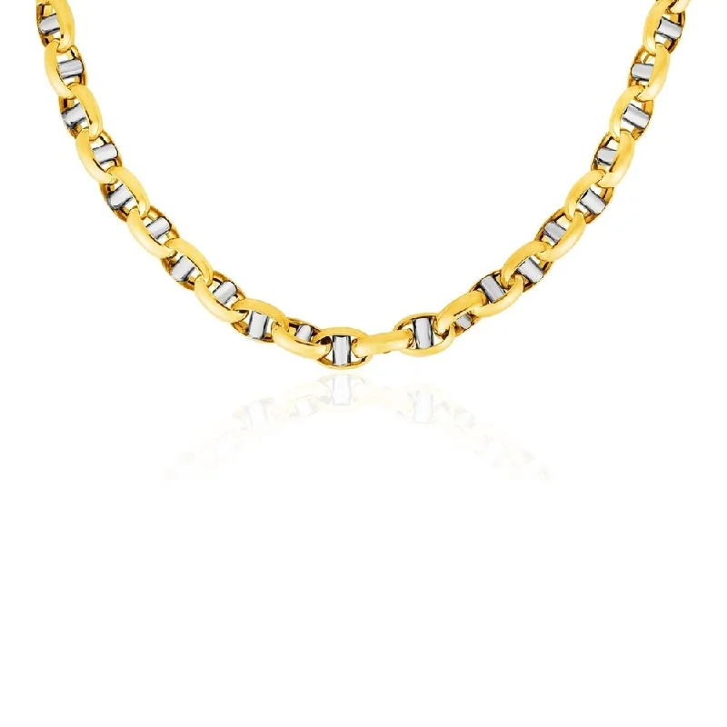 Pure crystal necklaces-14k Two-Toned Yellow and White Gold Link Men's Necklace