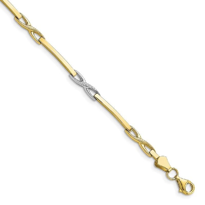 Secure clasp bangles-10k Yellow Gold with Rhodium-plated Bracelet, 7.5"