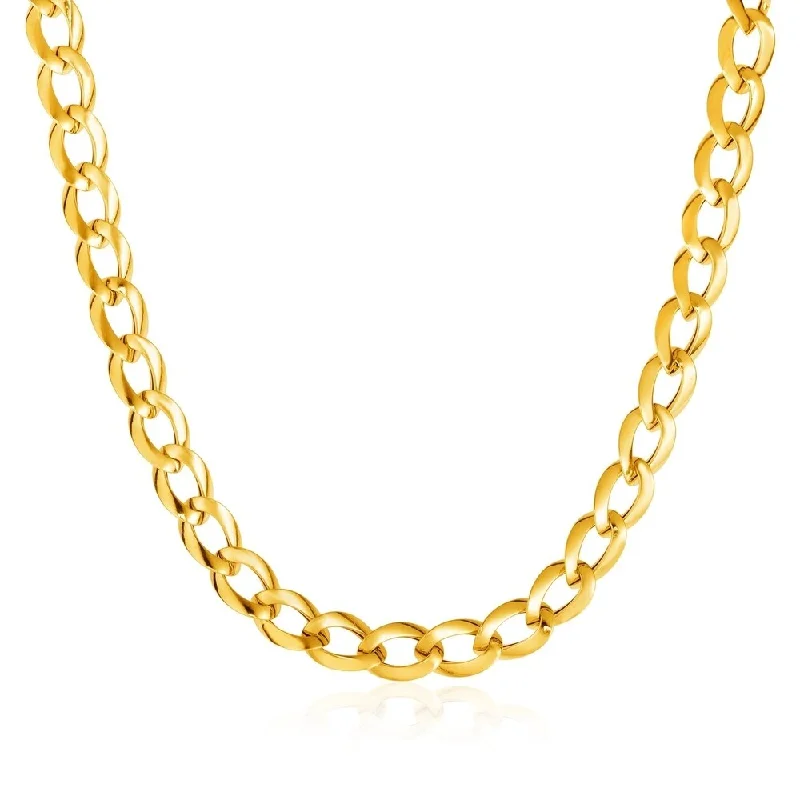 Reed weave necklaces-14k Yellow Gold Curb Style Necklace