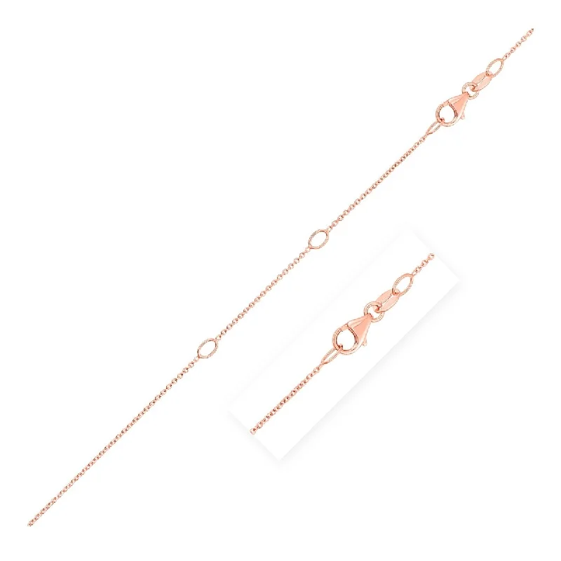 Tight clasp necklaces-Double Extendable Cable Chain Necklace in 14k Rose Gold (1.0mm) 18" Inches