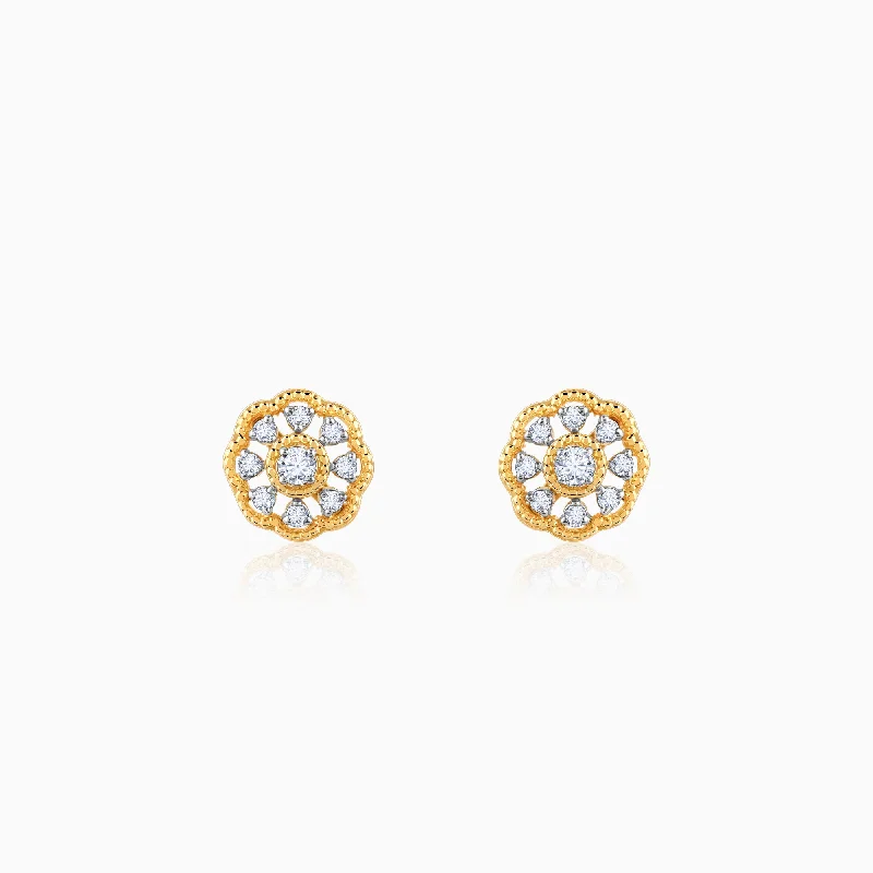 Light drop earrings-Gold Bloom Buddies Diamond Earrings