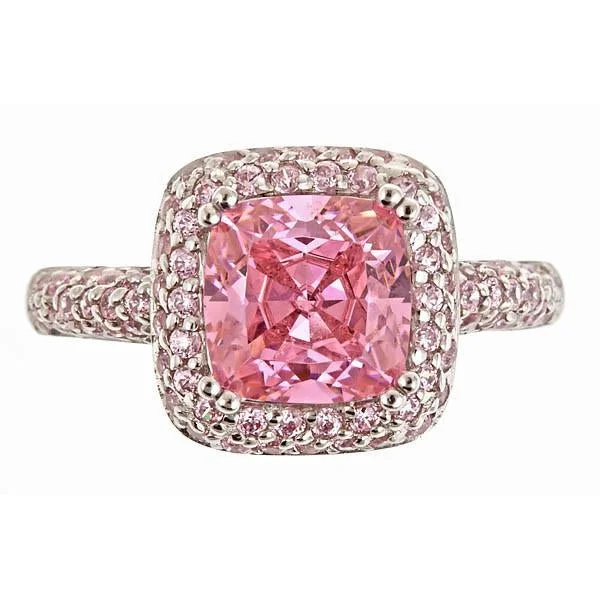 Multi-stone rings-Sterling Silver Pink CZ Legacy Ring