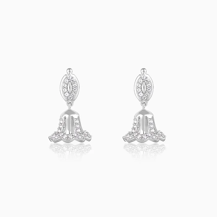 Crystal-twisted earrings-Silver Mini Jhumki Earrings