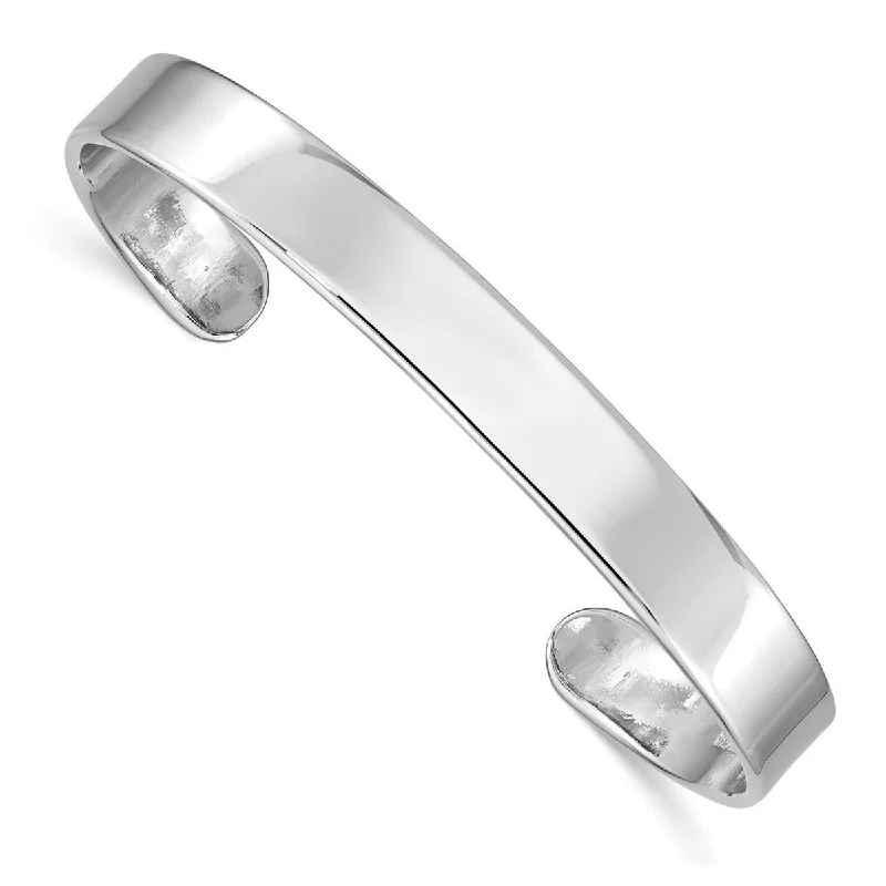 Rustic lock bangles-Curata 925 Sterling Silver 8mm Rhodium Polished Flat Adjustable Cuff Bangle Bracelet