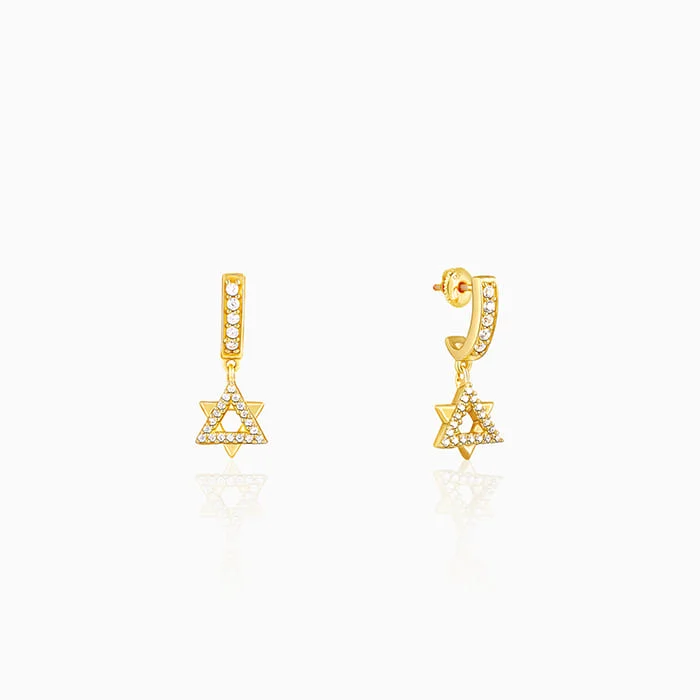 Simple cross earrings-Golden Superstar Earrings