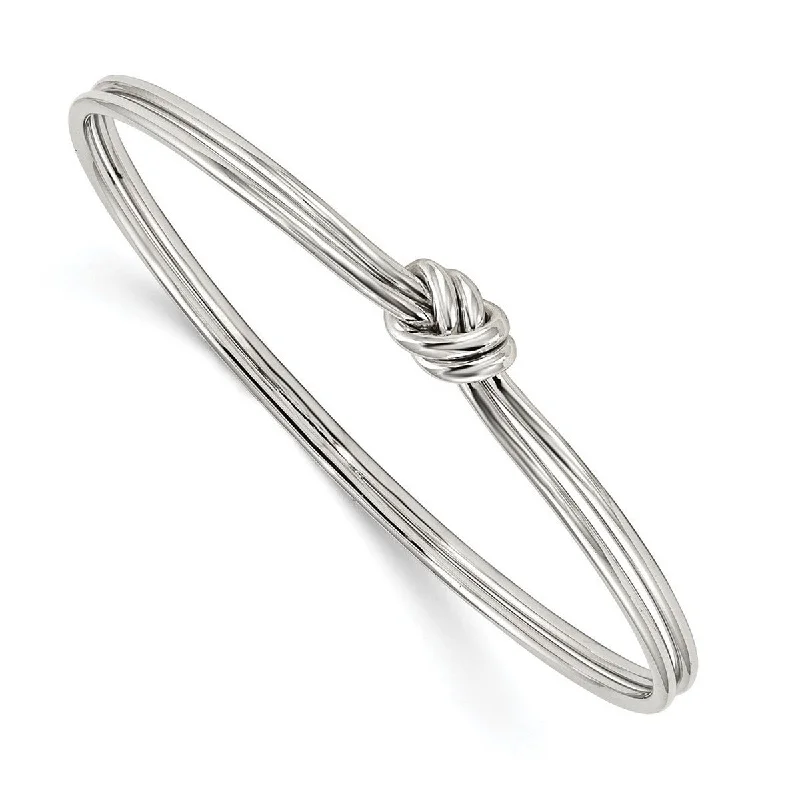 Surf theme bangles-Curata 925 Sterling Silver Rhodium plated Polished Knot Slip On Bangle Bracelet