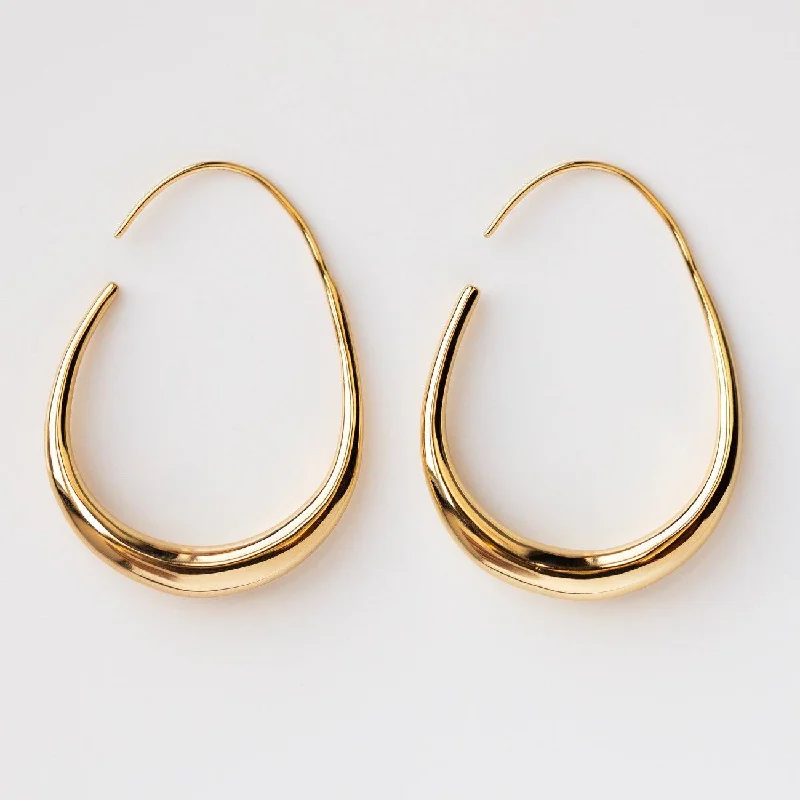 Leaf design earrings-Fluid Hoop Earrings