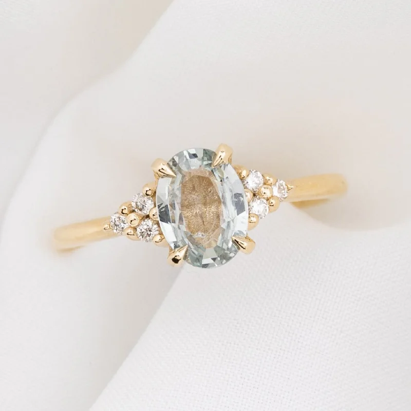 Tri-tone engagement rings-Teresa Ring 1.17ct Light Blue Unheated Sapphire, 14k Yellow Gold (One of a kind)