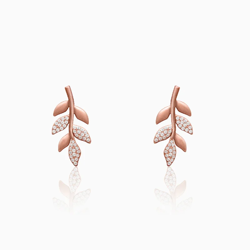 Bead weave earrings-Anushka Sharma Rose Gold Matte Twig Earrings