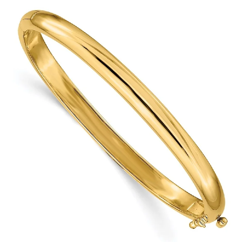 Layered chain bangles-14k Yellow Gold 5.6mm Solid Hinged Bangle Bracelet, 6.75"