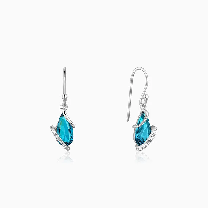 Thick tier earrings-Silver Blue Night Earrings