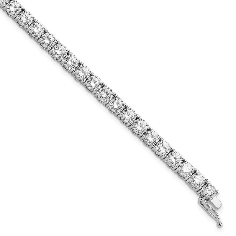 Beaded cluster bangles-925 Sterling Silver Rhodium Plated Cubic Zirconia Bracelet, 7"