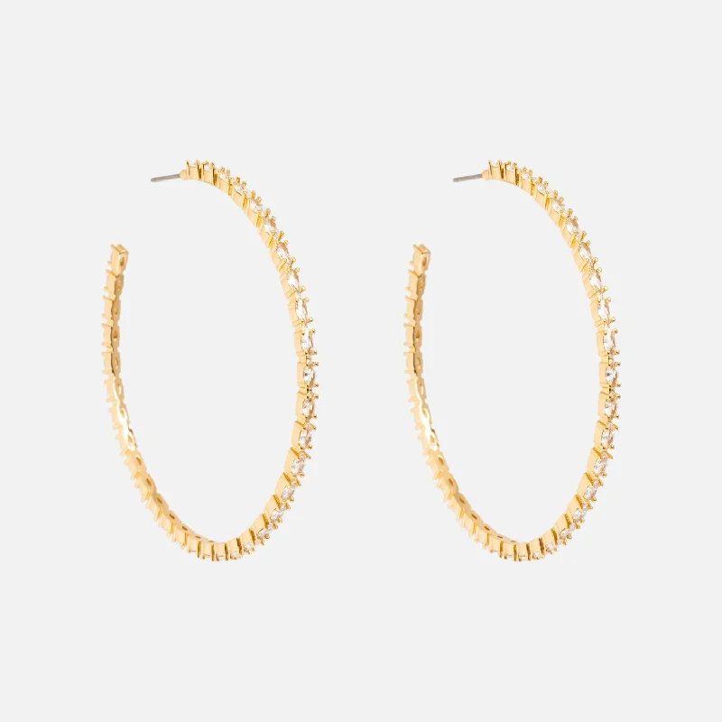 Thin hoop earrings-Large Dainty Marquise Hoops