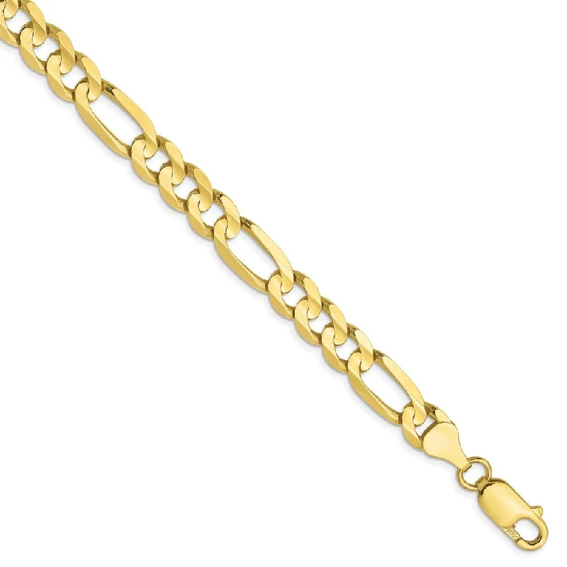 Wide geometric bangles-Leslie's 10k Yellow Gold 6.75mm Concave Figaro Chain Bracelet, 8"