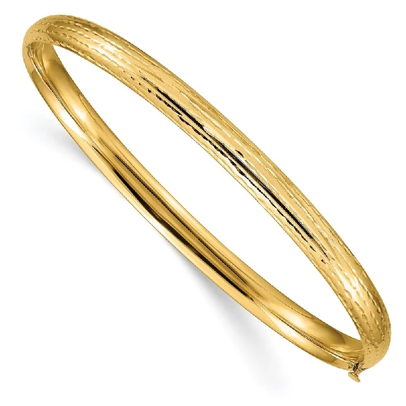 Vivid diamond bangles-14k Yellow Gold 3/16 4.75mm Diamond-cut Fancy Hinged Bangle Bracelet Bracelet