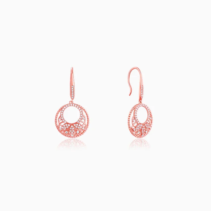 Trekker weave earrings-Rose Gold Crescent Affair Earrings