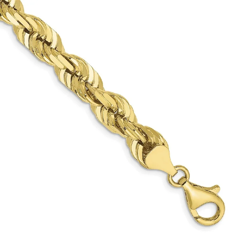 Oval shape bangles-10k Yellow Gold 7mm Diamond-cut Rope Chain Bracelet, 8"