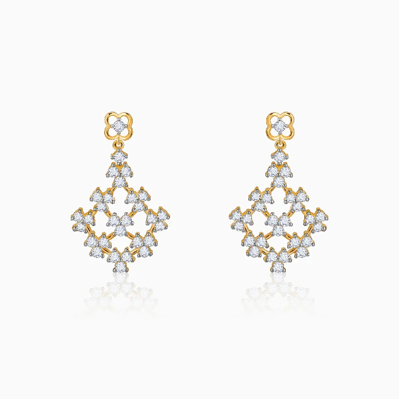 Agate gem earrings-Gold Rhombus Aura Diamond Earrings