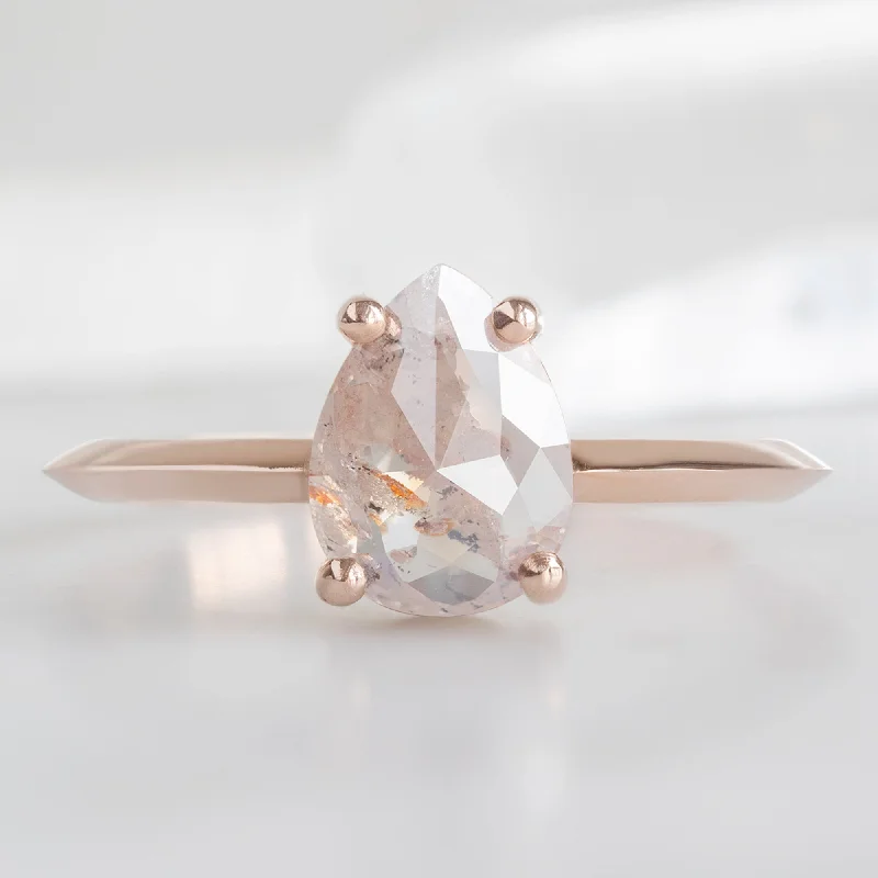 Tiny wing engagement rings-The Bryn Ring | 1.47ct Pear Pink Diamond in 14K Rose Gold