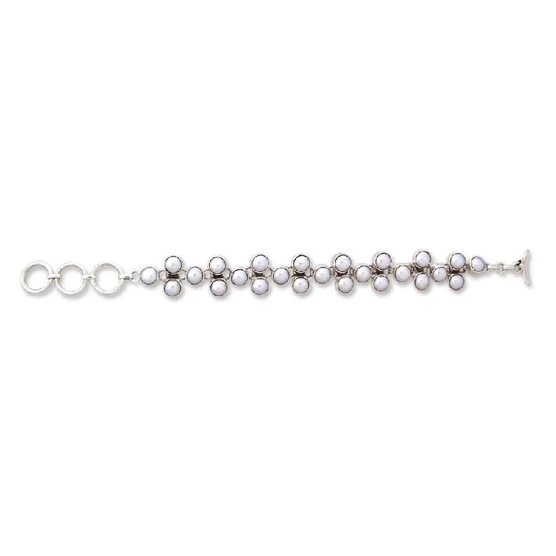 Stone pile bangles-NOVICA Handmade Many Moons Sterling Silver Pearl Bracelet (India)