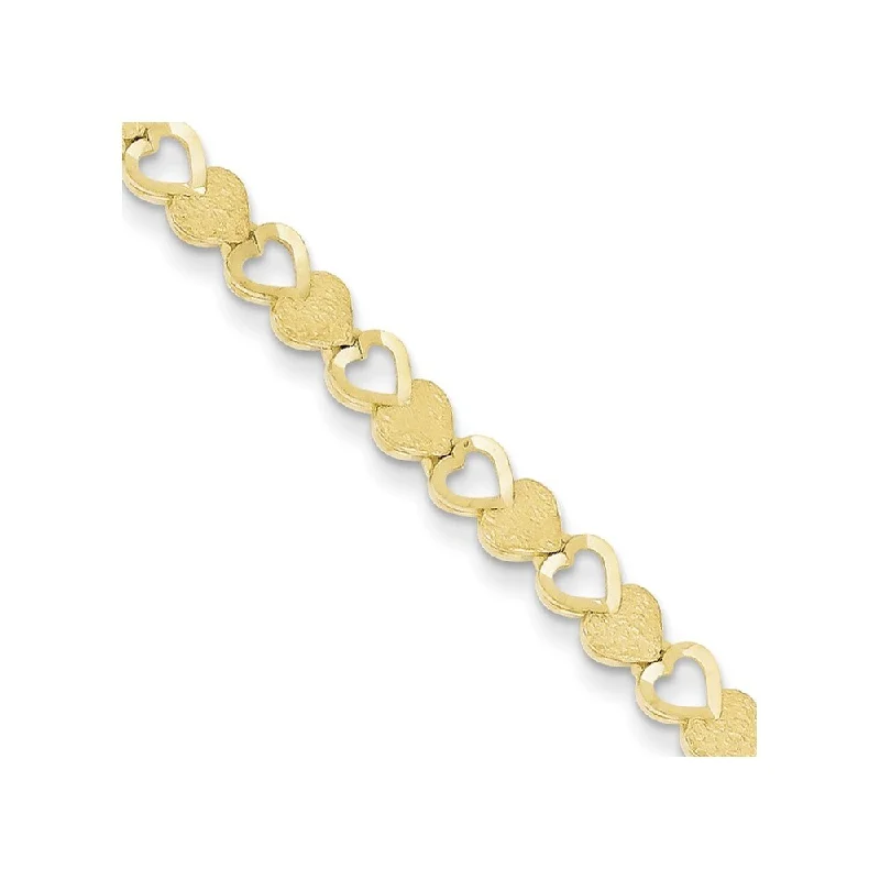 Smooth form bangles-10k Yellow Gold Heart Bracelet, 7" (W-4mm)