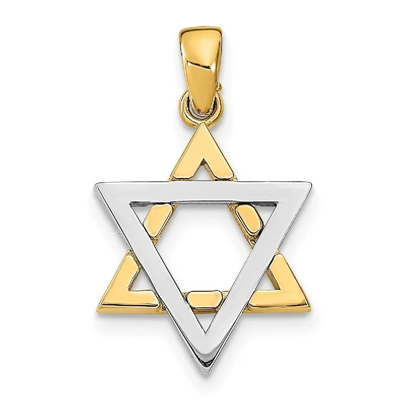 Retro deco necklaces-Curata 14k Two tone Gold 21.5 Solid Jewish Religious Judaica Star of David Necklace