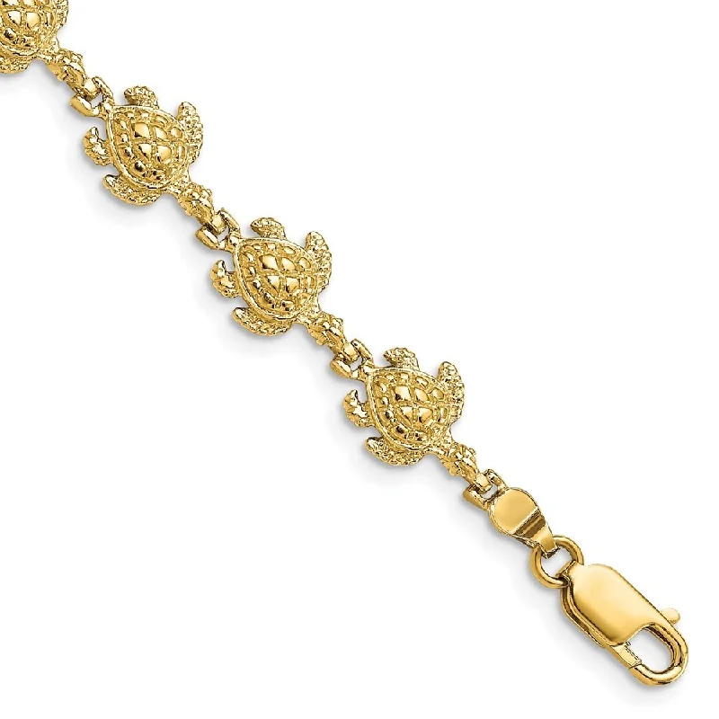 Tiny dot bangles-14k Yellow Gold 8.5mm Turtle Bracelet, 7"