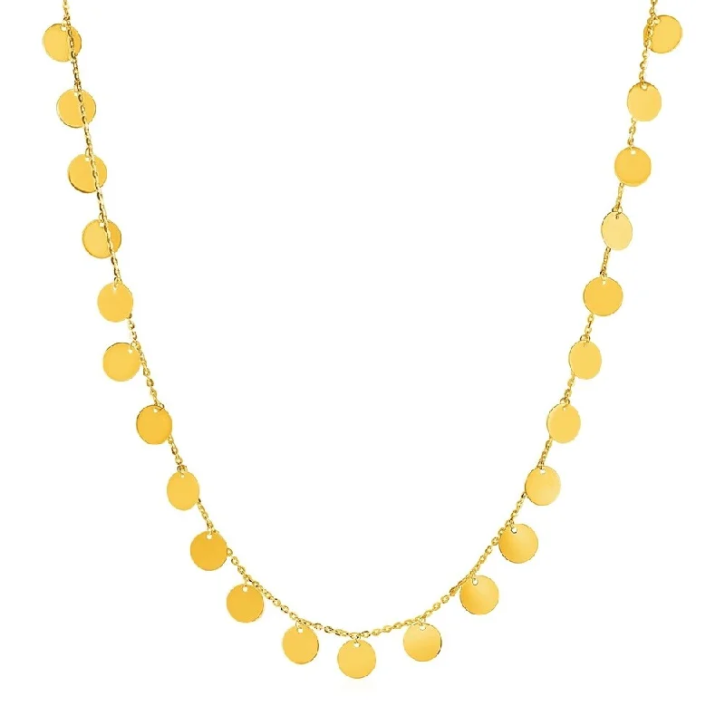 Flat knot necklaces-Choker Necklace with Polished Discs in 14k Yellow Gold