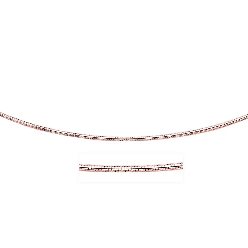 Haze glass necklaces-14k Rose Gold Necklace in a Round Omega Chain Style