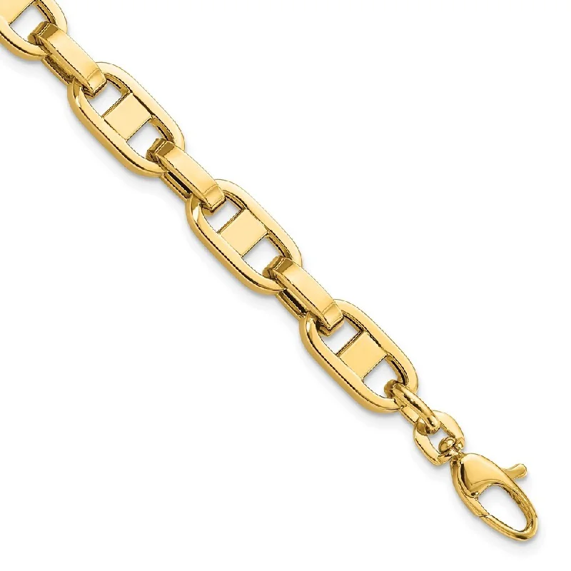 Stone pile bangles-14k Yellow Gold 6mm Fancy Link Bracelet, 8.5"