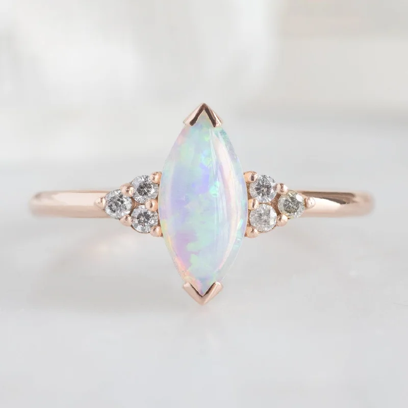 Multi-stone engagement rings-The Ivy Ring | 0.37ct Marquise Opal in 14K Rose Gold