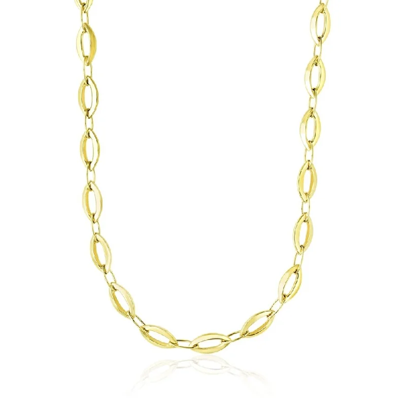 Clean cross necklaces-14k Yellow Gold Cable Marquis and Oval Link Design Necklace