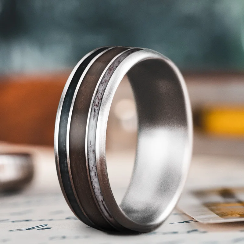 Oak grain rings-Custom Design - 3-Inlay Wide Center Ring eaa8h_lDFWGR5qcmpAFpCjiF