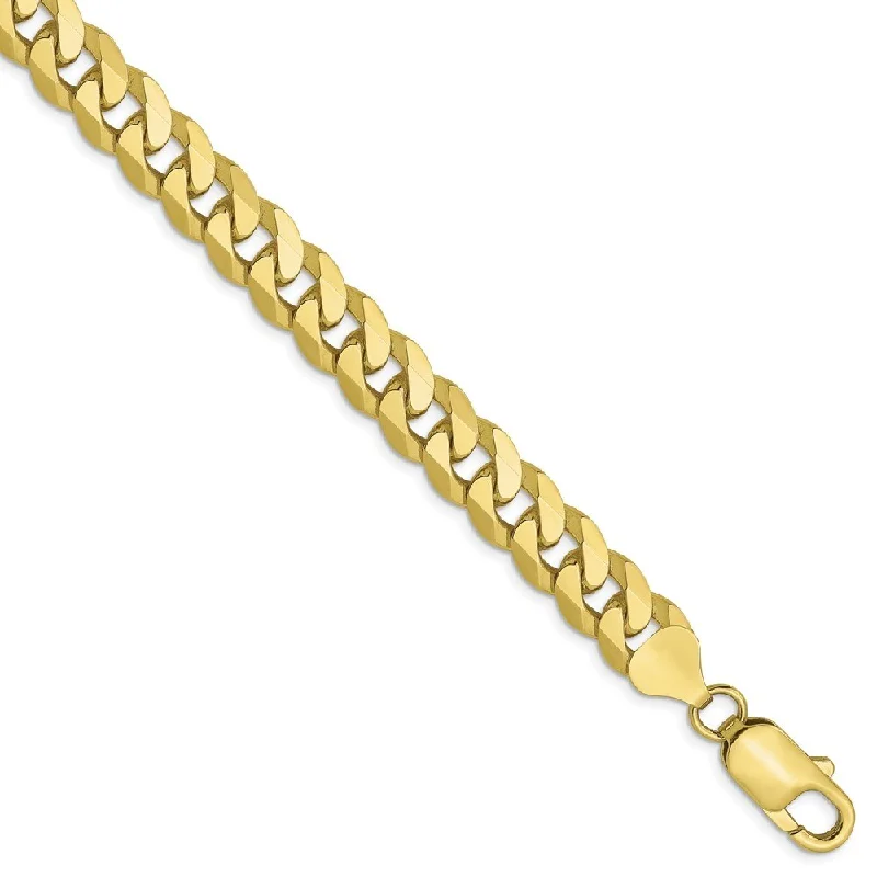 Curved art bangles-Leslie's 10k Yellow Gold 8mm Flat Beveled Curb Chain Bracelet, 8"