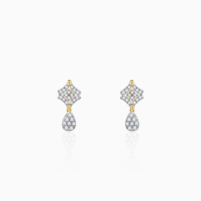 Subtle dangle earrings-Gold Luminous Drops Diamond Earrings