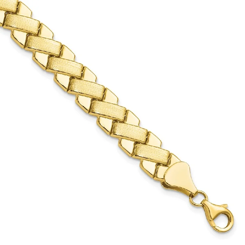 Oval gem bangles-Leslie's 10k Yellow Gold Criss Cross Fancy Bracelet, 7.25" (W-8mm)