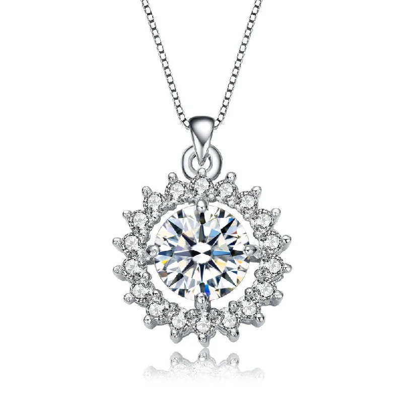 Onyx gem necklaces-Les Haudères Snowflake Halo Pendant Necklace