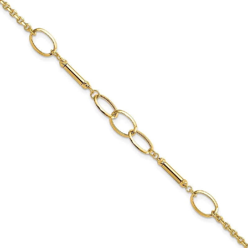 Twist charm bangles-14k Yellow Gold Bars and Links Bracelet, 7.5" (W-6.63mm)