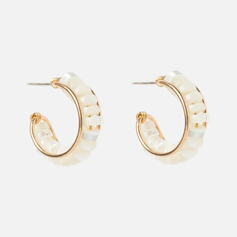 Dainty gem earrings-Channel Hoops