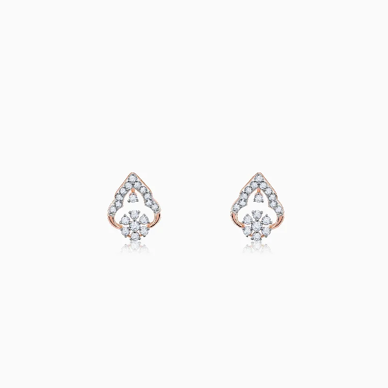 Pink gold earrings-Rose Gold Grogeous Drop Diamond Earrings