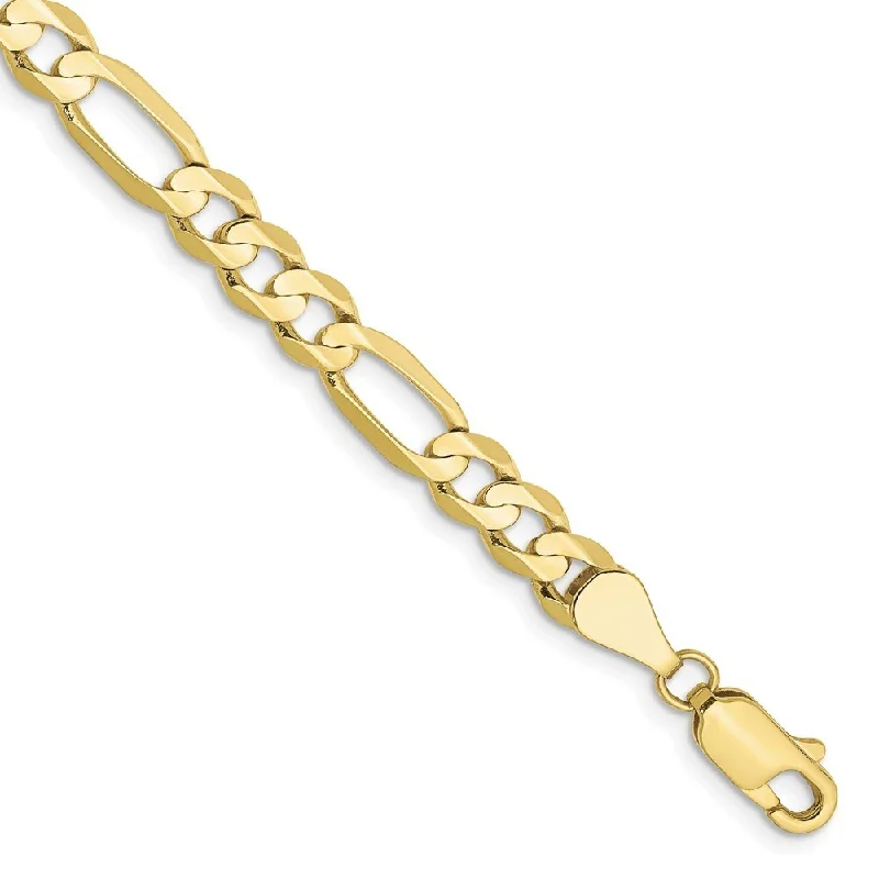 Petal carved bangles-10k Yellow Gold 5.5mm Light Concave Figaro Chain Bracelet, 7"