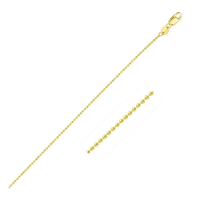 Retro locket necklaces-14k Yellow Gold Bead Chain Necklace 1.0mm