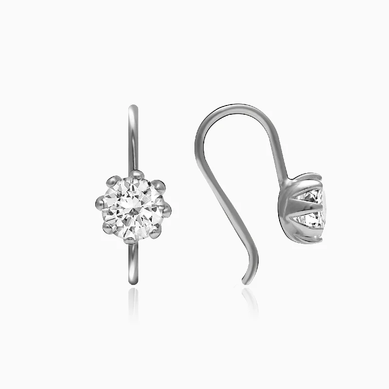 Two-tone earrings-Silver Zircon Tiny Stud Earrings