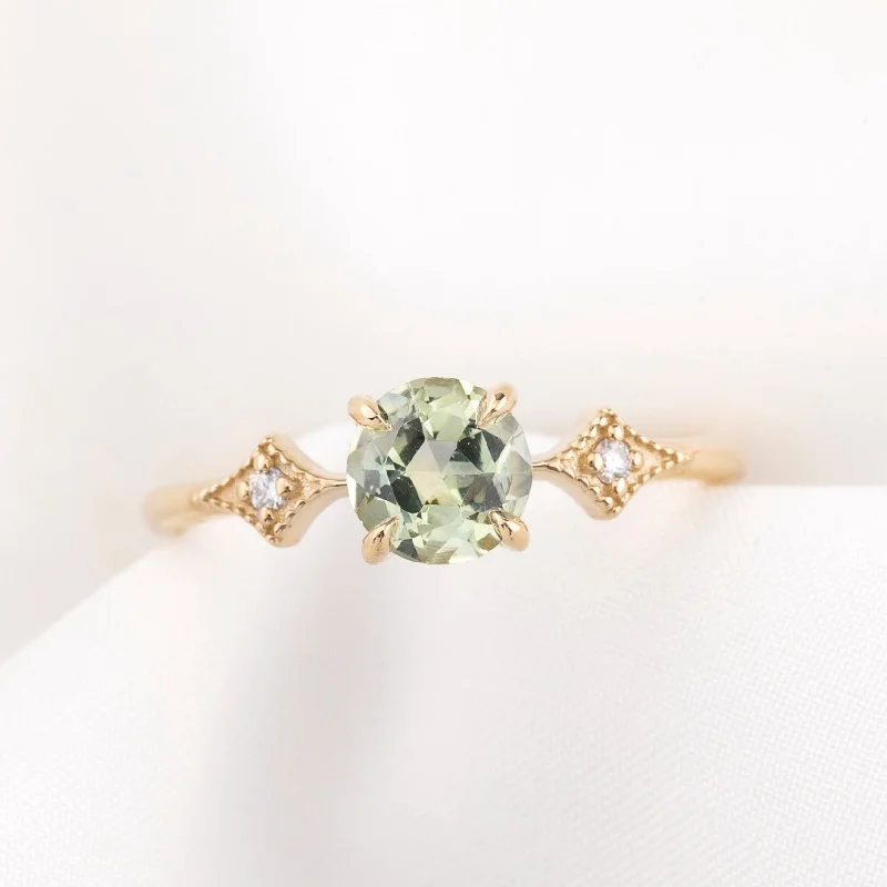 Flat knot engagement rings-Charlene Ring 0.91ct Mint Green Montana Sapphire, 14k Yellow Gold (One of a kind)