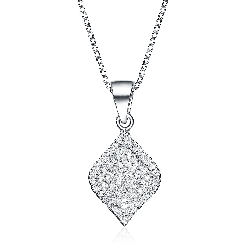 Sleek design necklaces-Sterling Silver Cubic Zirconia Pave Necklace