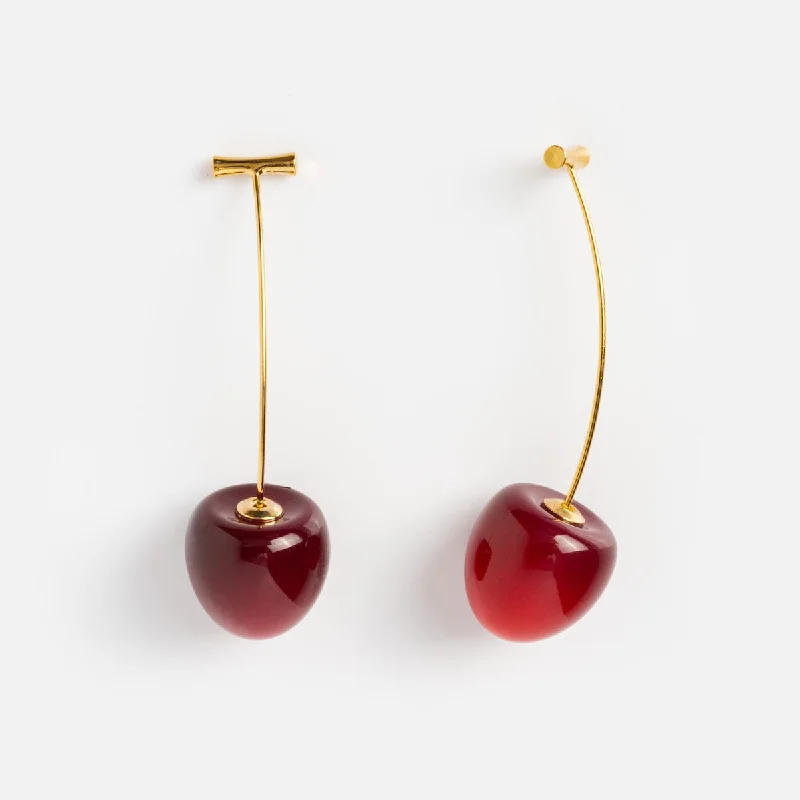 Pure gem earrings-Cherry and Stem Earrings